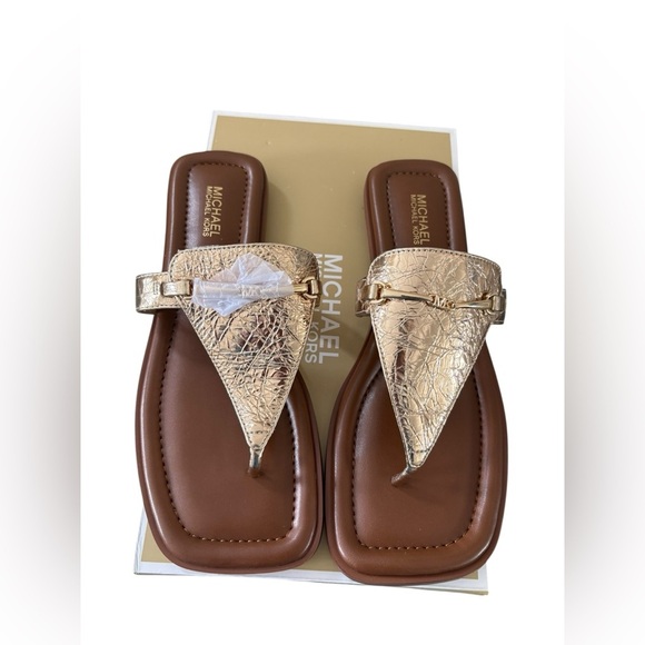 Michael Kors Shoes - Michael Kors Gold and Brown Sandals